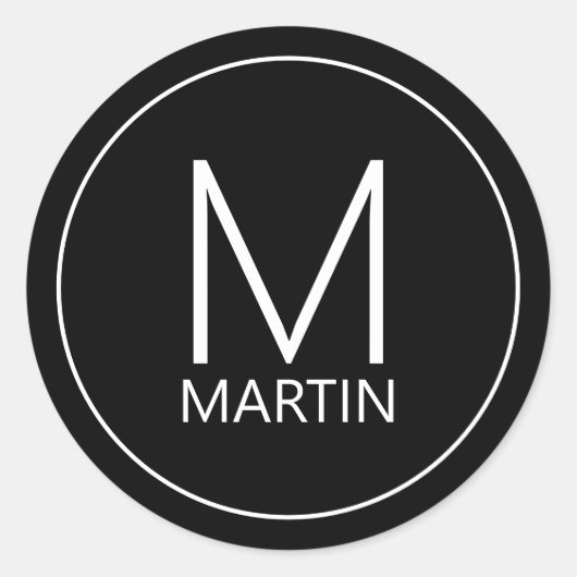 Sticker Rond Monogramme et nom personnalisé moderne Classic Rou (Devant)