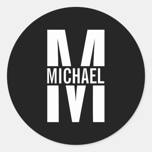 Sticker Rond Monogramme et nom personnalisés (Devant)