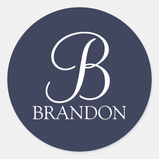 Sticker Rond Monogramme et nom personnalisés en écriture manusc (Devant)
