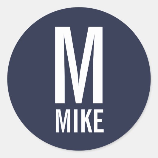 Sticker Rond Monogramme et nom personnalisés modernes (Devant)