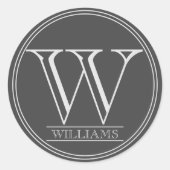 Sticker Rond Monogramme et nom personnalisés simples (Devant)