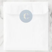 Sticker Rond Monogramme et nom personnalisés simples en bleu (Sac)