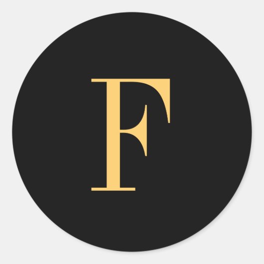 Sticker Rond Monogramme F couleur or sur fond noir (Devant)