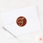 Sticker Rond Monogramme F en or 3D (Enveloppe)