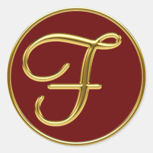 Sticker Rond Monogramme F en or 3D