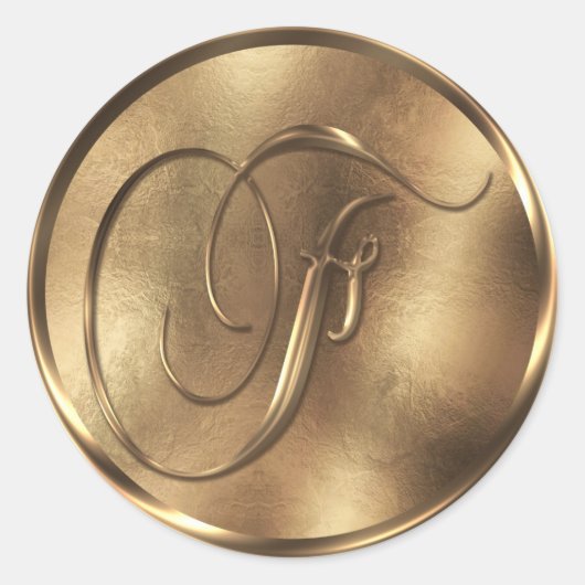 Sticker Rond Monogramme F Faire-part de mariage de bronze (Devant)