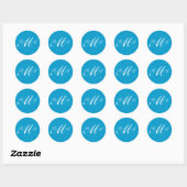 Sticker Rond Monogramme Faire-part de mariage Sceau Turquoise B (Feuille)