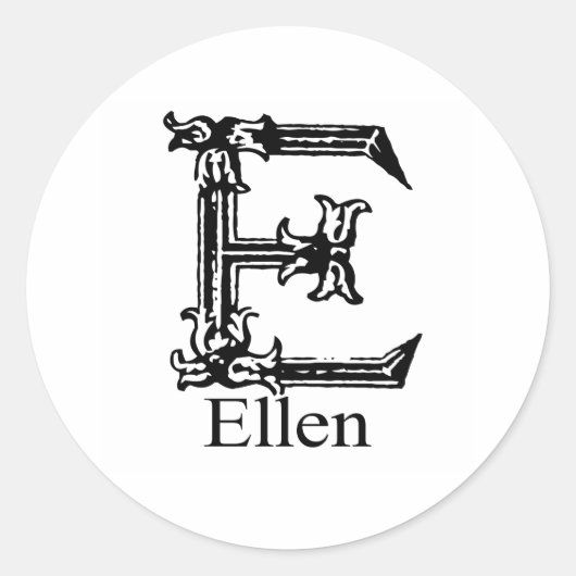 Sticker Rond Monogramme fantaisie : Ellen (Devant)