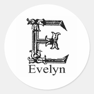 Sticker Rond Monogramme fantaisie : Evelyn