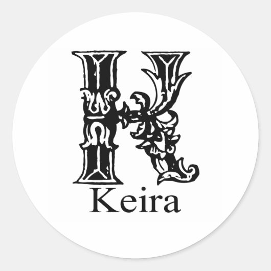 Sticker Rond Monogramme fantaisie : Keira (Devant)