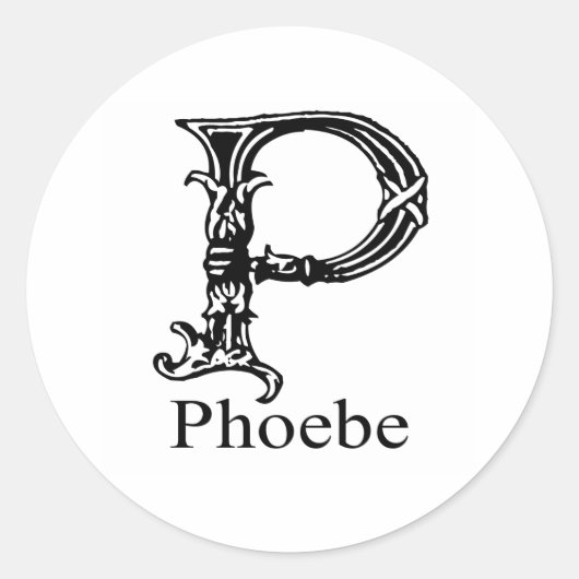 Sticker Rond Monogramme fantaisie : Phoebe (Devant)
