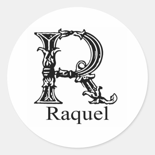 Sticker Rond Monogramme fantaisie : Raquel (Devant)