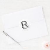 Sticker Rond Monogramme fantaisie : Raquel (Enveloppe)