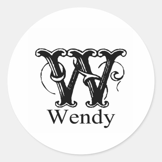 Sticker Rond Monogramme fantaisie : Wendy (Devant)