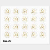 Sticker Rond Monogramme Faux Gold Foil Confetti (Feuille)