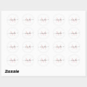 Sticker Rond Monogramme Féminin Rose Pâle et Blanc à Points (Feuille)