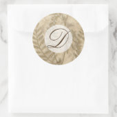 Sticker Rond Monogramme | Feuillage doré I (Sac)