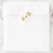 Sticker Rond Monogramme Fleurs de soleil Verdure Enveloppe rust (Sac)
