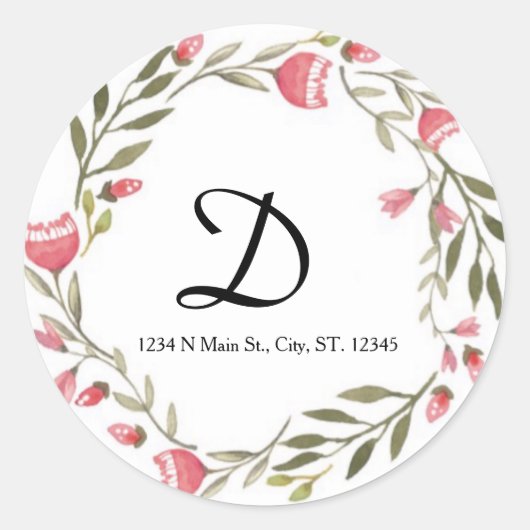 Sticker Rond Monogramme Floral (Devant)