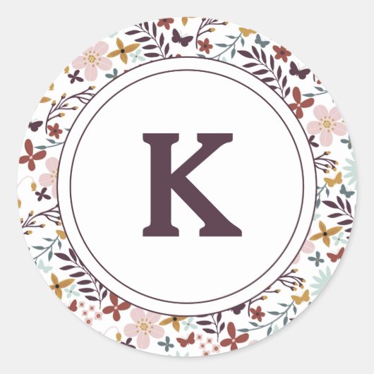 Sticker Rond Monogramme Floral (Devant)