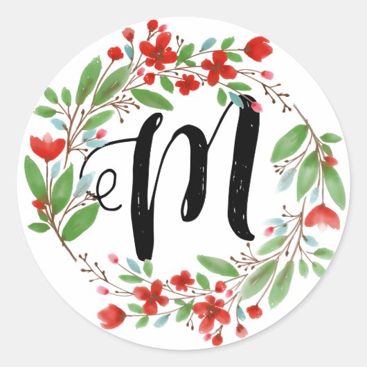 Sticker Rond Monogramme Floral (Devant)