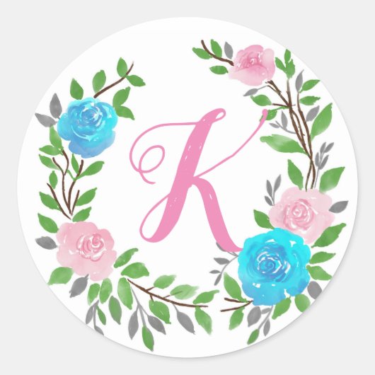 Sticker Rond Monogramme Floral (Devant)