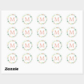 STICKER ROND MONOGRAMME FLORAL (Feuille)