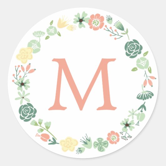 STICKER ROND MONOGRAMME FLORAL (Devant)