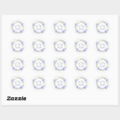 Sticker Rond Monogramme Floral Aquarelle Élégant Violet (Feuille)