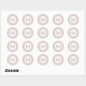 Sticker Rond Monogramme floral beige et blanc (Feuille)