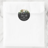 Sticker Rond Monogramme floral blanc ivoire rustique Mariage Fa (Sac)