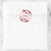 Sticker Rond Monogramme floral Bourgogne (Sac)