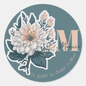 Sticker Rond Monogramme floral de Boho (Devant)