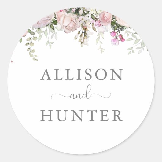 Sticker Rond Monogramme floral de printemps (Devant)