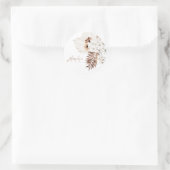 Sticker Rond Monogramme floral d'herbe de Pampas Boho rustique (Sac)