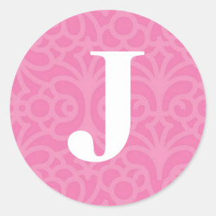 Sticker Rond Monogramme floral fleuri - lettre J