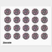 Sticker Rond Monogramme floral foncé (Feuille)