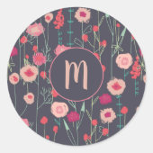 Sticker Rond Monogramme floral foncé (Devant)