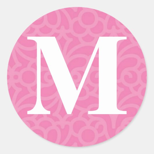 Sticker Rond Monogramme floral orné - Lettre M (Devant)