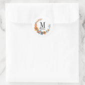 Sticker Rond Monogramme floral personnalisable Fleurs orange d' (Sac)