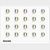 Sticker Rond Monogramme floral personnalisé Alphabet D (Feuille)