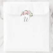 Sticker Rond Monogramme floral rose vif (Sac)