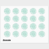 Sticker Rond Monogramme Floral Vert Mint Moderne Avec Nom (Feuille)