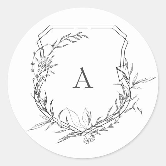 Sticker Rond monogramme floral vintage classique (Devant)