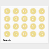 Sticker Rond Monogramme G Antique Gold Invitation Personnalisab (Feuille)