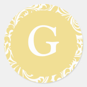 Sticker Rond Monogramme G Antique Gold Invitation Personnalisab