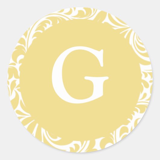 Sticker Rond Monogramme G Antique Gold Invitation Personnalisab (Devant)