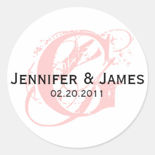 Sticker Rond Monogramme G Enregistrer l'autocollant Mariage de