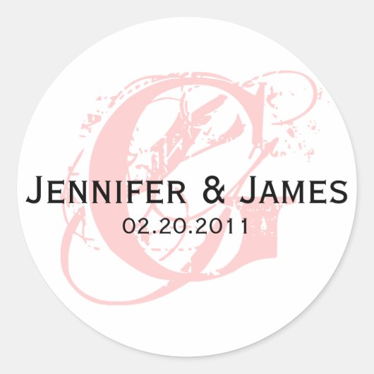 Sticker Rond Monogramme G Enregistrer l'autocollant Mariage de  (Devant)