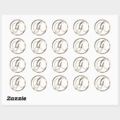 Sticker Rond Monogramme G Faux Bronze (Feuille)